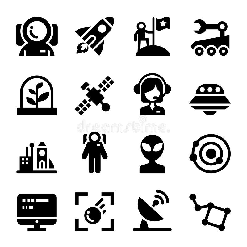 Astronautyczne ikony ustawiać royalty ilustracja Astronautyczne ikony ustawiać royalty ilustracja