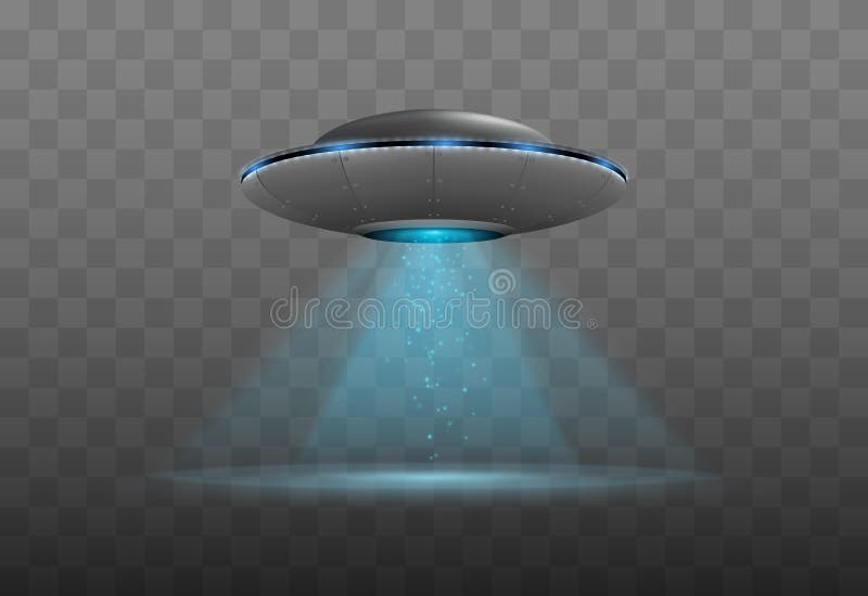 Astronave ufo con fascio luminoso illustrazione di stock