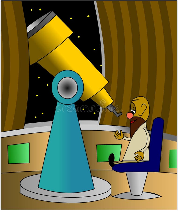 Astronomer with telescope