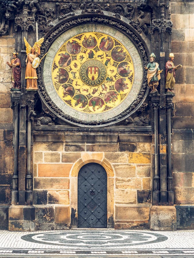 Astronomical Clock on Old Town Hall in Prague, Czech Stock Image