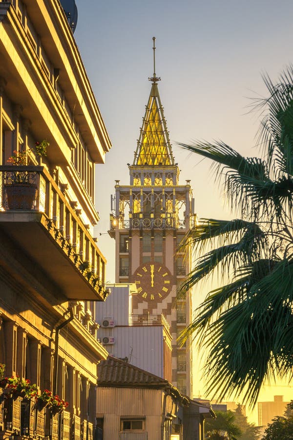 Clock Tower of Batumi, Editorial Image Image of sunset