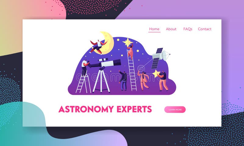 Astronomie-Wissenschafts-Website-Landungs-Seite, Leute, die auf Mond aufpassen und Sterne am Teleskop, Raum studierend, Kosmos-Er lizenzfreie abbildung Astronomie-Wissenschafts-Website-Landungs-Seite, Leute, die auf Mond aufpassen und Sterne am Teleskop, Raum studierend, Kosmos-Er lizenzfreie abbildung