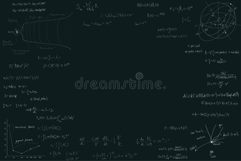 Astronomy and Astrophysics, Formulas for Physics Mathematics and Astronomy on a Dark Green Chalk