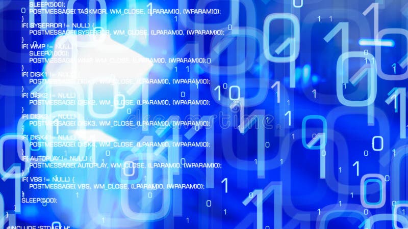 Atac cibernetic în rețeaua informatică infectată cu flux digital de date vector illustration