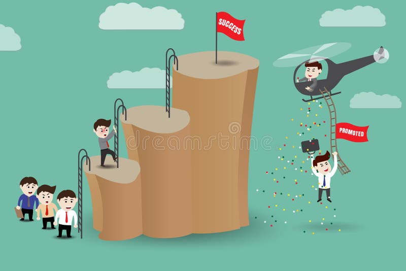 Atalho - os empregados obtêm promovidos ao sucesso pelo helicóptero ilustração royalty free Atalho - os empregados obtêm promovidos ao sucesso pelo helicóptero ilustração royalty free