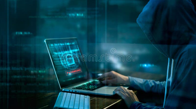 Ataque do Cyber ou crime de computador que corta a senha