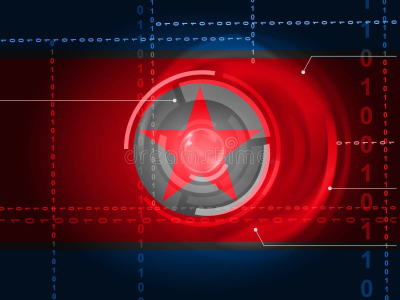 Ataque do Cyber pela ilustração criminosa do espião 3d da Coreia do Norte ilustração do vetor Ataque do Cyber pela ilustração criminosa do espião 3d da Coreia do Norte ilustração do vetor
