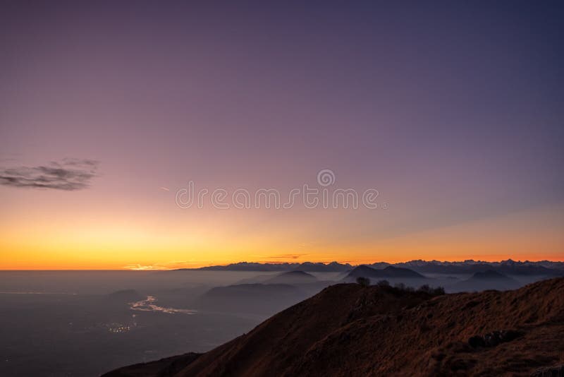 Sunset at the Cuarnan peak, Friuli-Venezia Giulia Region, in a freezing winter day. Sunset at the Cuarnan peak, Friuli-Venezia Giulia Region, in a freezing winter day