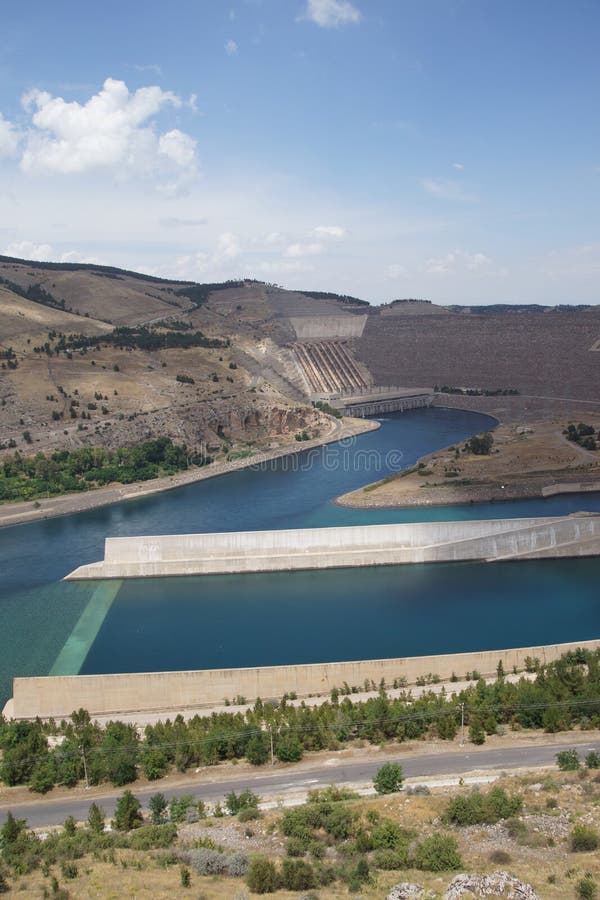 Ataturk dam on Euphrates River stock images