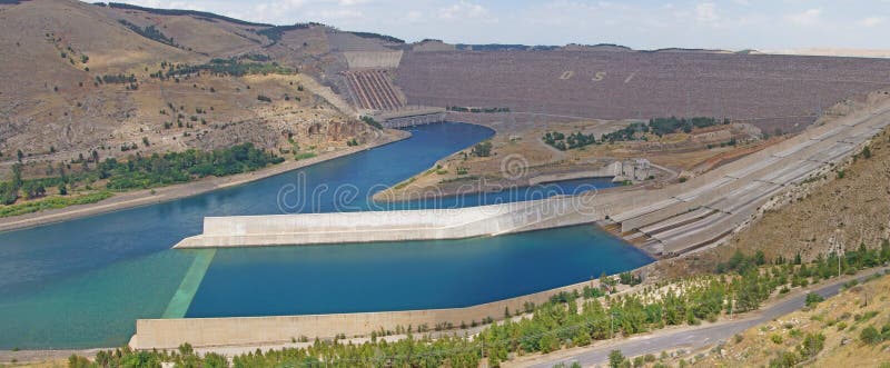 Ataturk dam on Euphrates River stock photos