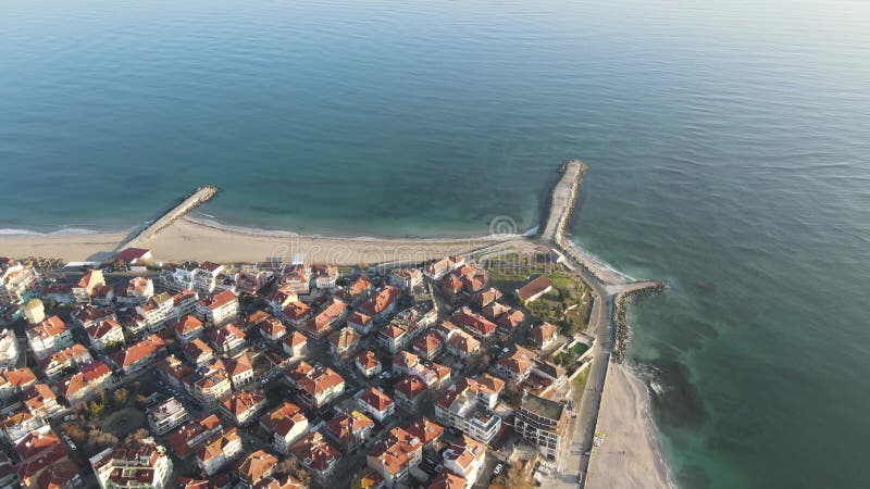 Atemberaubende Sicht auf die Luft Stadt pomorie bulgaria