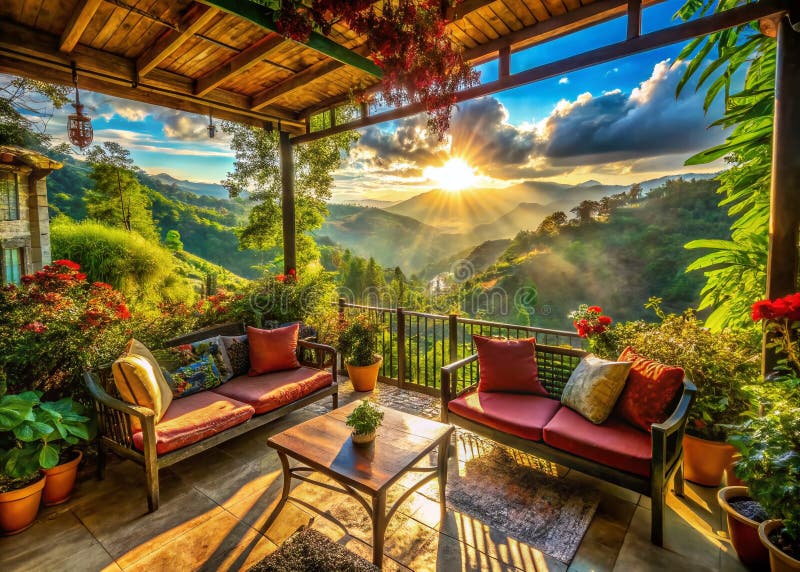 Atemberaubender Panoramablick auf einen Serennook in Arcas Yard Baguio City Philippinen Eine majestätische Bergsreise vektor abbildung