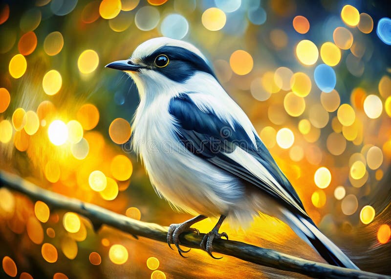 Atemberaubendes abstraktes weißes und schwarzes Gemälde mit Bokeh-Effekt. KI-generierte Kunst erforscht Licht und Schatten lizenzfreie abbildung