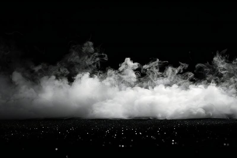 Atemberaubendes Bild mit weißem Rauch auf schwarzem Hintergrund rauchiger Effekt und Nebel in Studiobeleuchtung mit Kopierraum stock abbildung