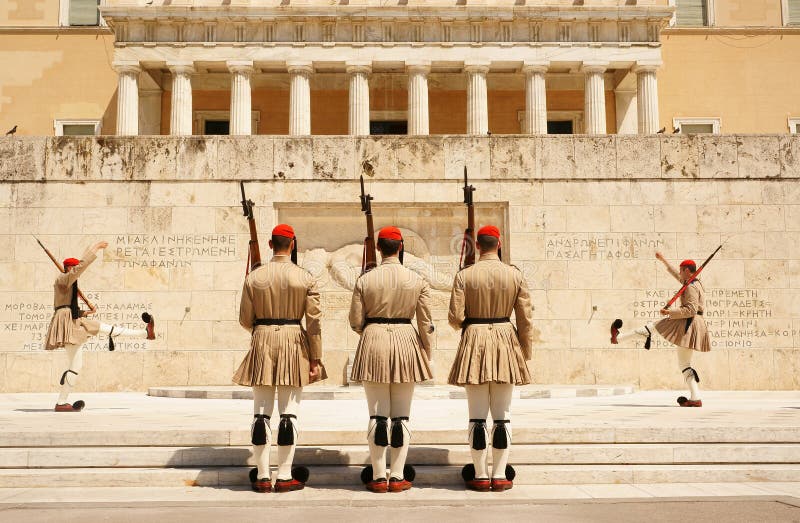 Atene, il cambiamento della guardia fotografia stock