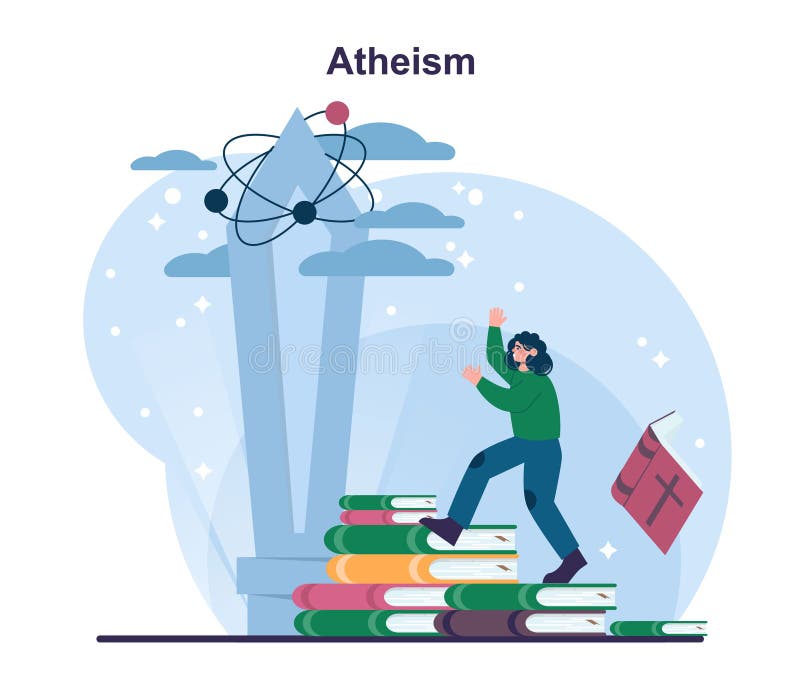 Atheism concept. Atheistic worldview, absence of belief in the existence