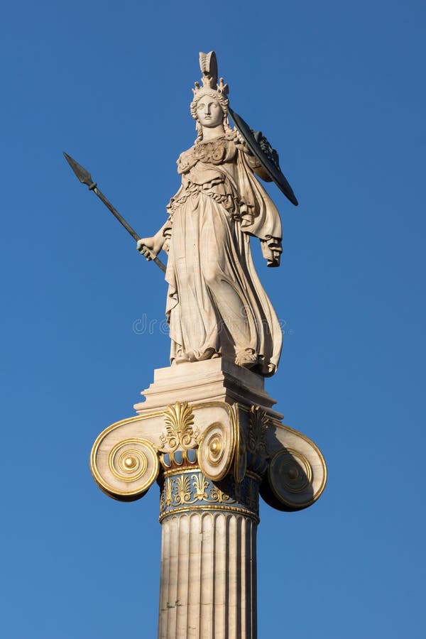 Athena Statue in Front of Academy of Athens, Greece Editorial Photo