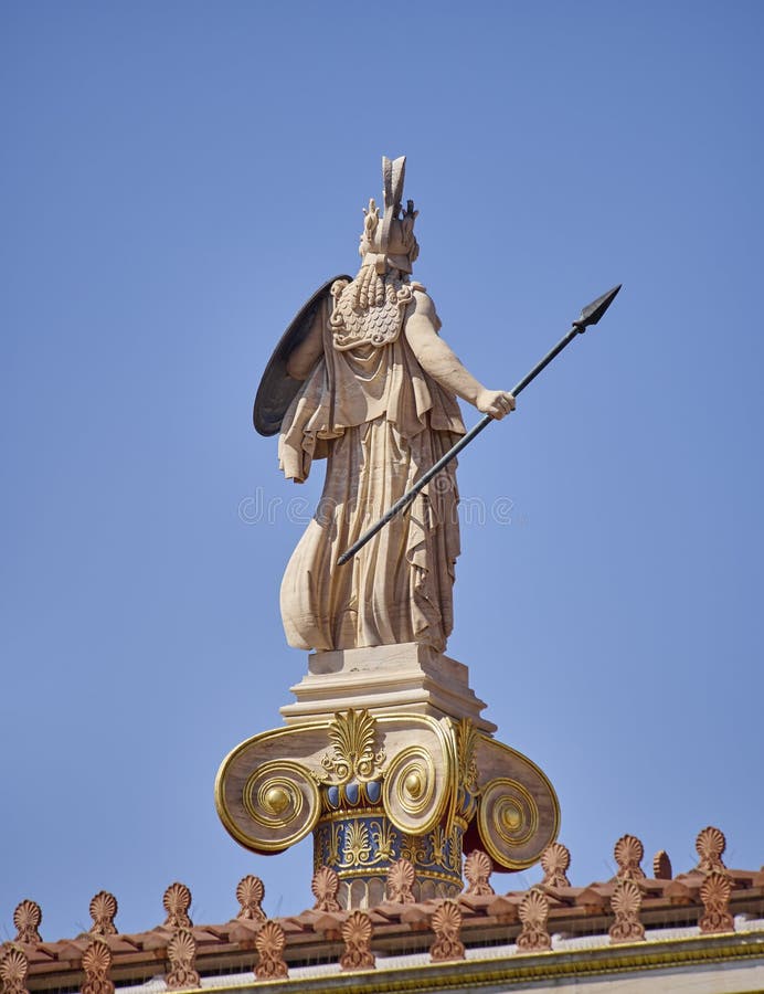 Athene Griekenland, achtermening van Athena-standbeeld stock afbeeldingen Athene Griekenland, achtermening van Athena-standbeeld stock afbeeldingen