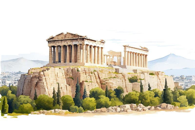 Athens Greece isolated on white background clipart.