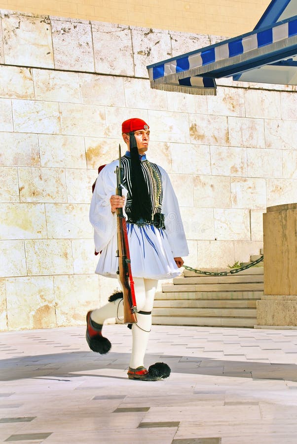 ATHENS, GREECE - June 17: The Evzones - elite unit of the Greek stock photography ATHENS, GREECE - June 17: The Evzones - elite unit of the Greek stock photography