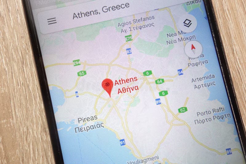 Athens Location on Google Maps Displayed on a Modern Smartphone 