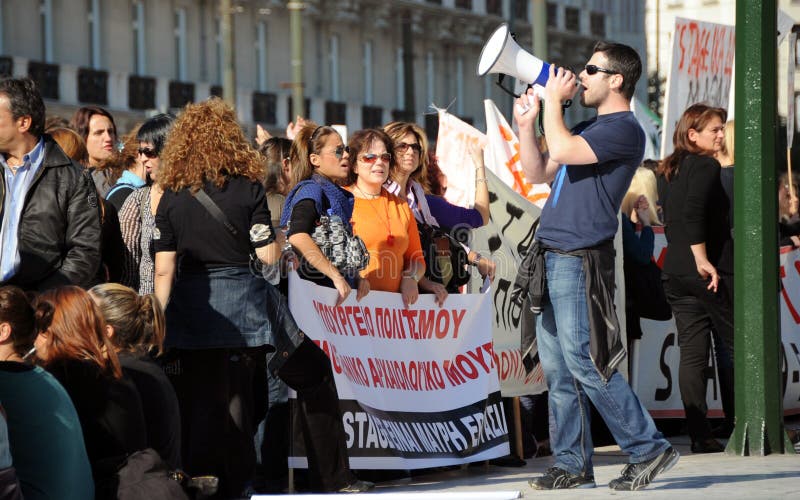 Greek students and young people protest against government because of unemployment problems caused by financial crisis. Greek students and young people protest against government because of unemployment problems caused by financial crisis.