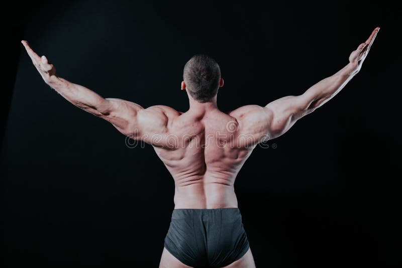Sport the Athlete Bodybuilder Shows Off His Muscles Stock Image Image