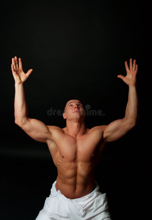 Athlete on his knees stock photo. Image of biceps, beautiful 12417258