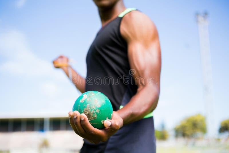 Athlete holding hammer throw