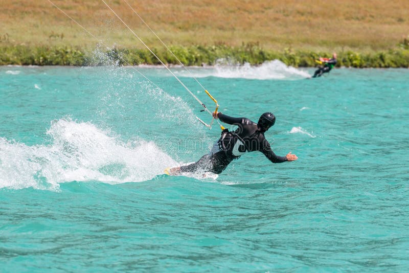 Athlete with kite surfing stock image. Image of acrobatic 172101931