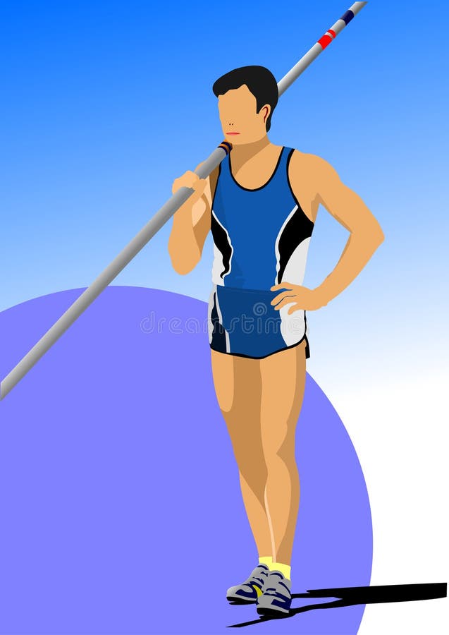 Athlete Pole Vaulting. Track and Field Stock Illustration