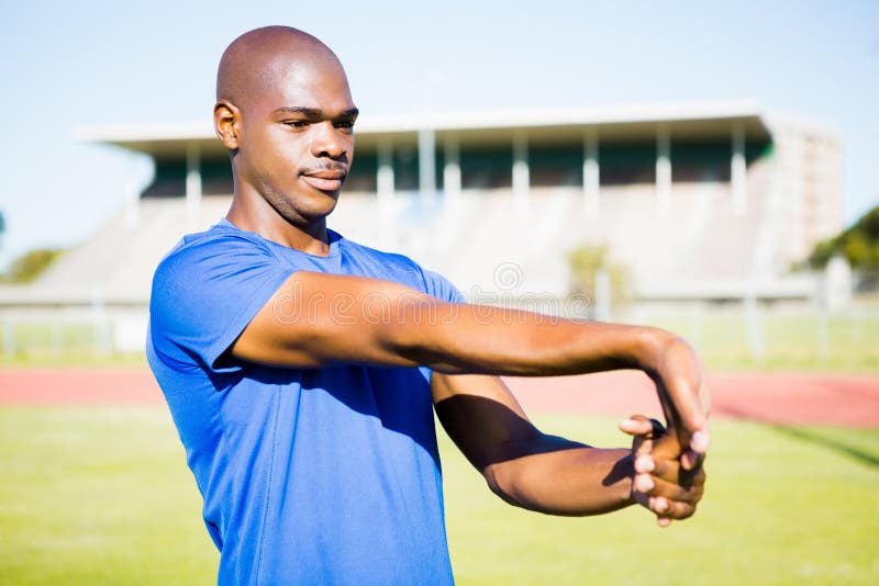 Athlete Warming Up in a Stadium Stock Image Image of determination