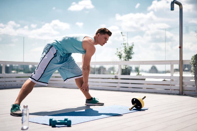 Athlete Is Doing Pushups On Sunny Terrace Stock Image Image of exercise, male 122512607