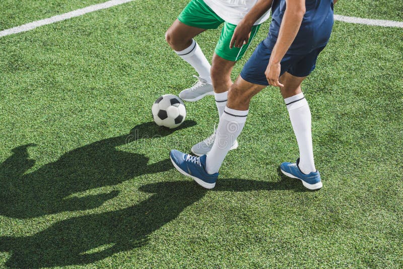Athletic Soccer Players Playing Soccer on Pitch Stock Image Image of