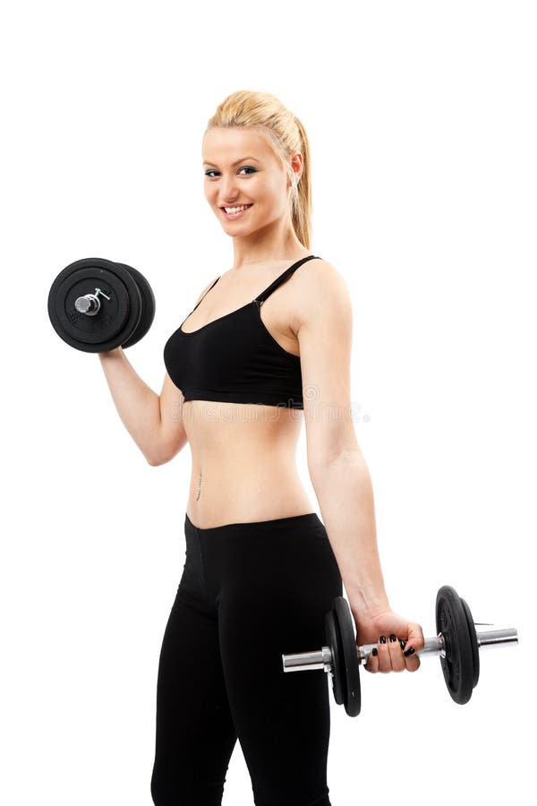 Athletic young lady working out with weights royalty free stock images Athletic young lady working out with weights royalty free stock images