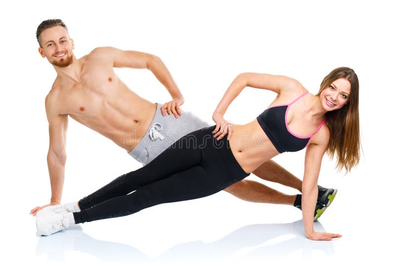 Athletische attraktive Paare - Mann und Frau, die Eignung exercis tun lizenzfreies stockbild Athletische attraktive Paare - Mann und Frau, die Eignung exercis tun lizenzfreies stockbild