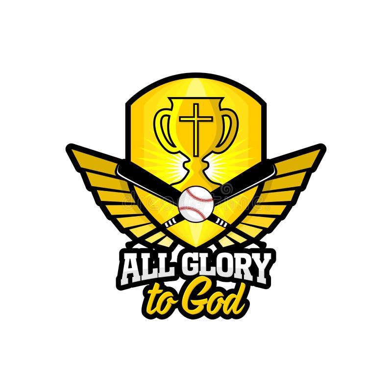Athletisches christliches Logo Goldschild und -becher, Flügel und Baseball Emblem für Wettbewerb, Ministerium, Konferenz, Lager, lizenzfreie abbildung Athletisches christliches Logo Goldschild und -becher, Flügel und Baseball Emblem für Wettbewerb, Ministerium, Konferenz, Lager, lizenzfreie abbildung