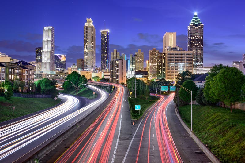 Atlanta, Georgia, USA downtown city skyline over Freedom Parkway. Atlanta, Georgia, USA downtown city skyline over Freedom Parkway.