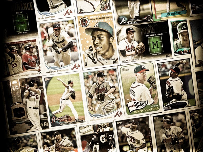 Atlanta Braves-Baseball-Trading Card-Collage lizenzfreie stockbilder Atlanta Braves-Baseball-Trading Card-Collage lizenzfreie stockbilder