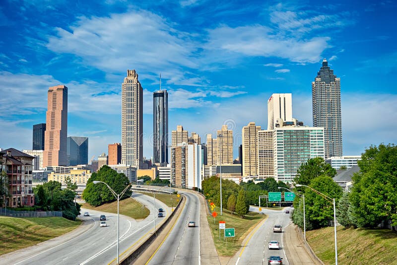 Atlanta downtown skyline with blue sky stock images Atlanta downtown skyline with blue sky stock images