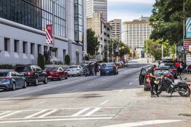 Downtown Atlanta Georgia Police and People in the Streets Editorial