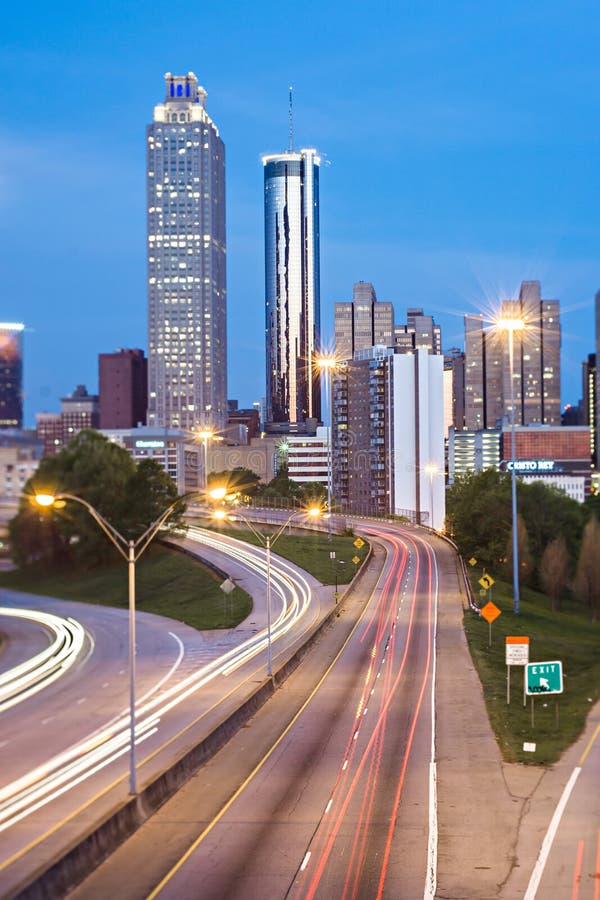 Atlanta georgia city skyline early morning with tilt effect. Atlanta georgia city skyline early morning with tilt effect