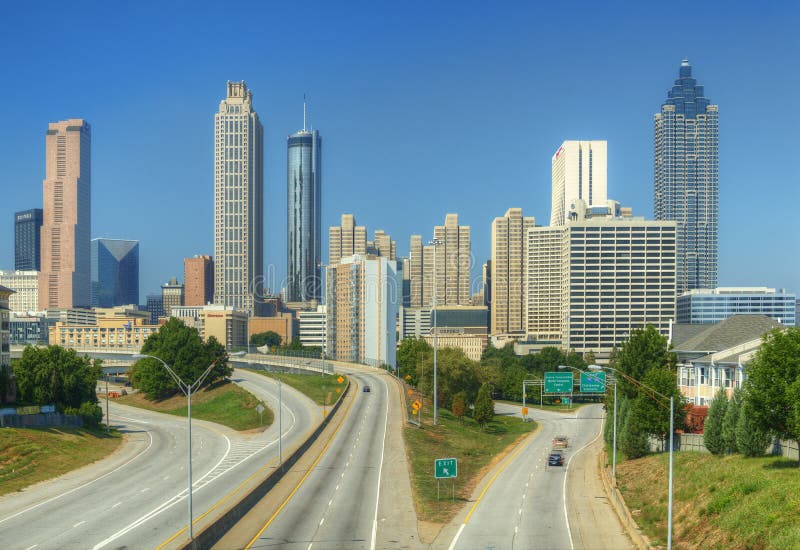 View of Freedom Parkway leading into downtown Atlanta, Georgia, USA. Atlanta is a top American business city with the country's third largest concentration of Fortune 500 companies. View of Freedom Parkway leading into downtown Atlanta, Georgia, USA. Atlanta is a top American business city with the country's third largest concentration of Fortune 500 companies.
