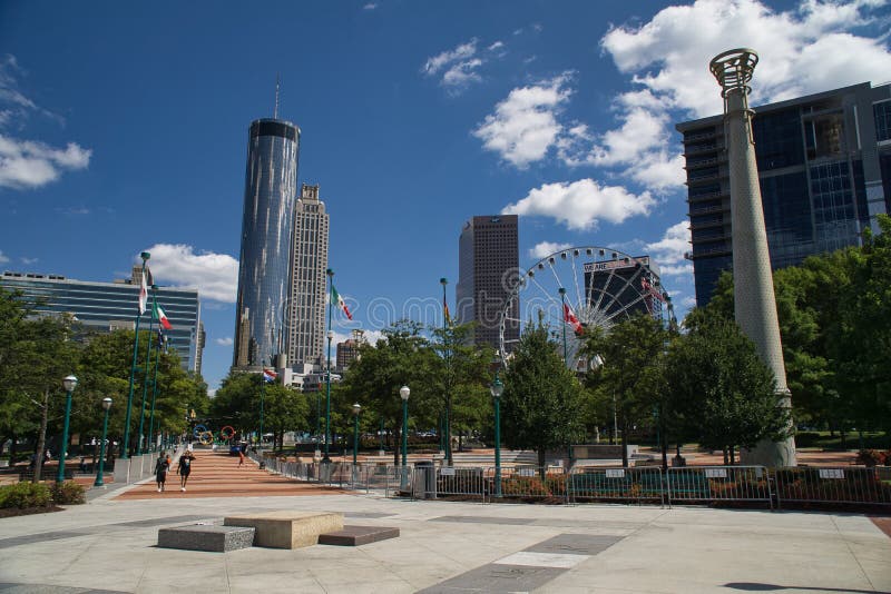 Atlanta Skyline from Centennial Olympic Park in Georgia Editorial