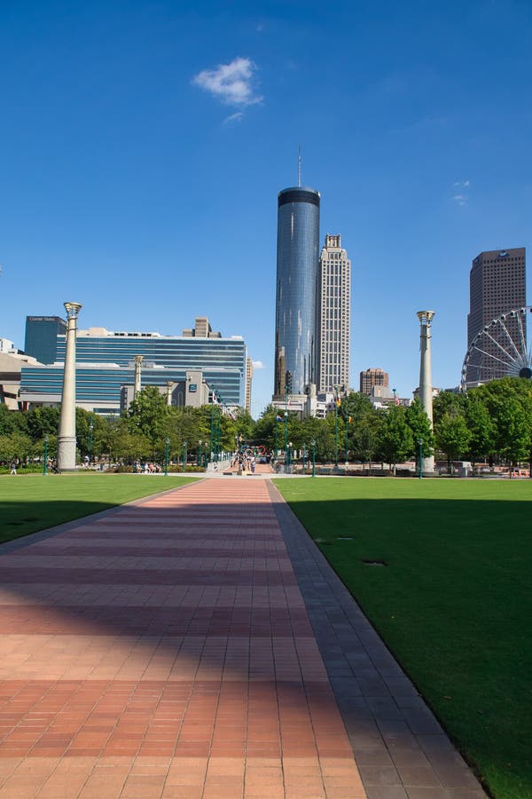 Atlanta Skyline from Centennial Olympic Park in Georgia Editorial