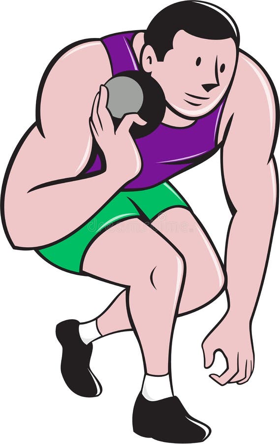 Atleta posto tiro Cartoon do atletismo ilustração stock Atleta posto tiro Cartoon do atletismo ilustração stock