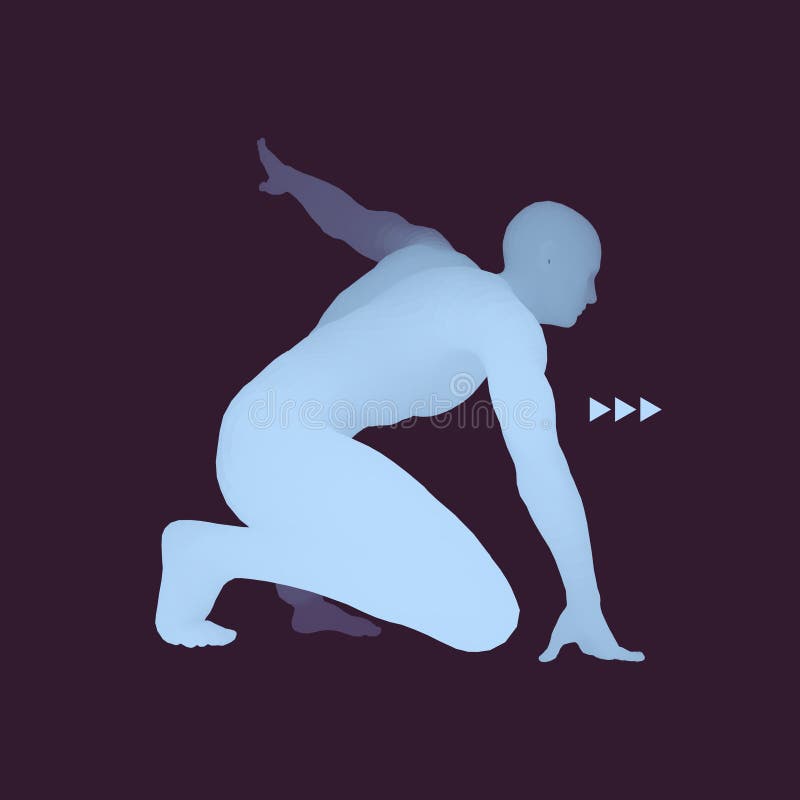 Atleta przy zaczyna pozycją przygotowywającą zaczynać rasy Biegacz przygotowywający dla sporta ćwiczenia Sporta symbol ilustracja wektor