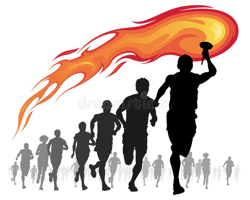 Atletas Con La Antorcha Llameante. Ilustración del Vector - Ilustración ...