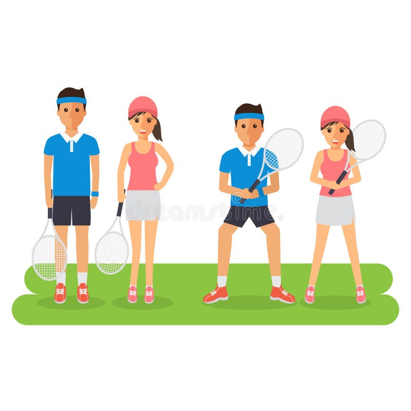 Atletas do esporte do tênis do homem e da mulher ilustração royalty free Atletas do esporte do tênis do homem e da mulher ilustração royalty free