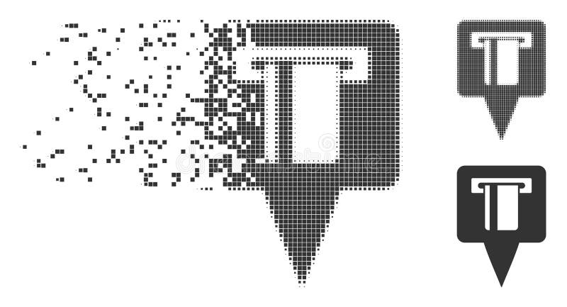 ATM Machine Map Pointer Damaged Pixel Halftone Icon royalty free illustration